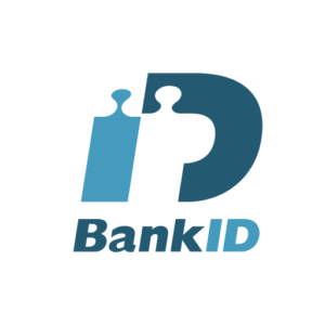 Bankid logotypen bredvid en text om Bankid på casino utan konto