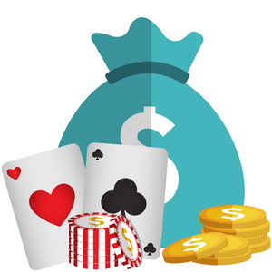 Pengarspåse med spelkort och spelbrickor bredvid en text som handlar om, Bonusar och erbjudanden på casino utan kotno.